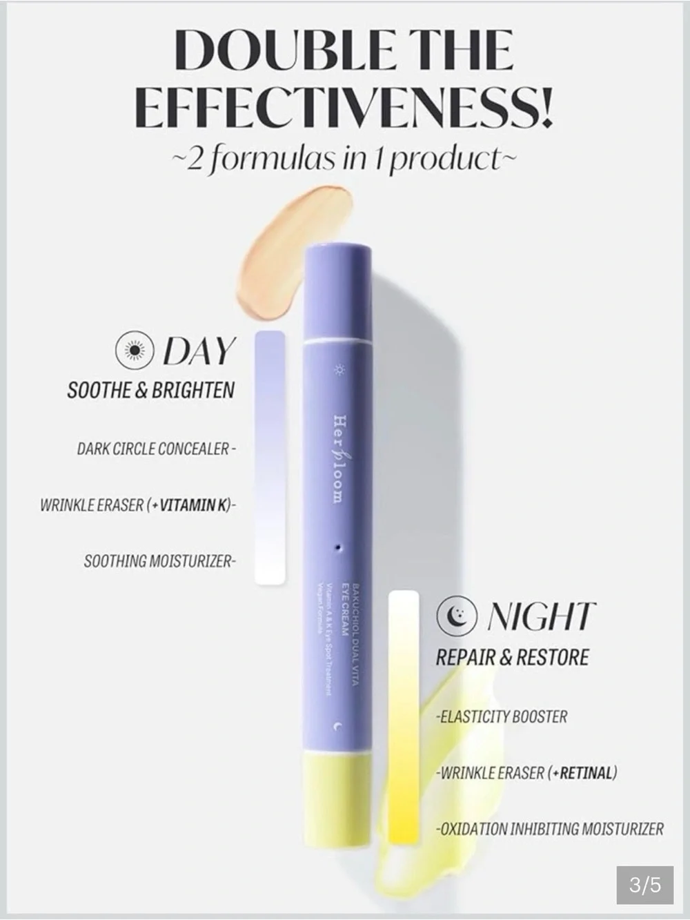Herbloom Bakuchiol Dual Vita Eye Cream Vita A & K3 Anti-Aging 0.53 fl oz